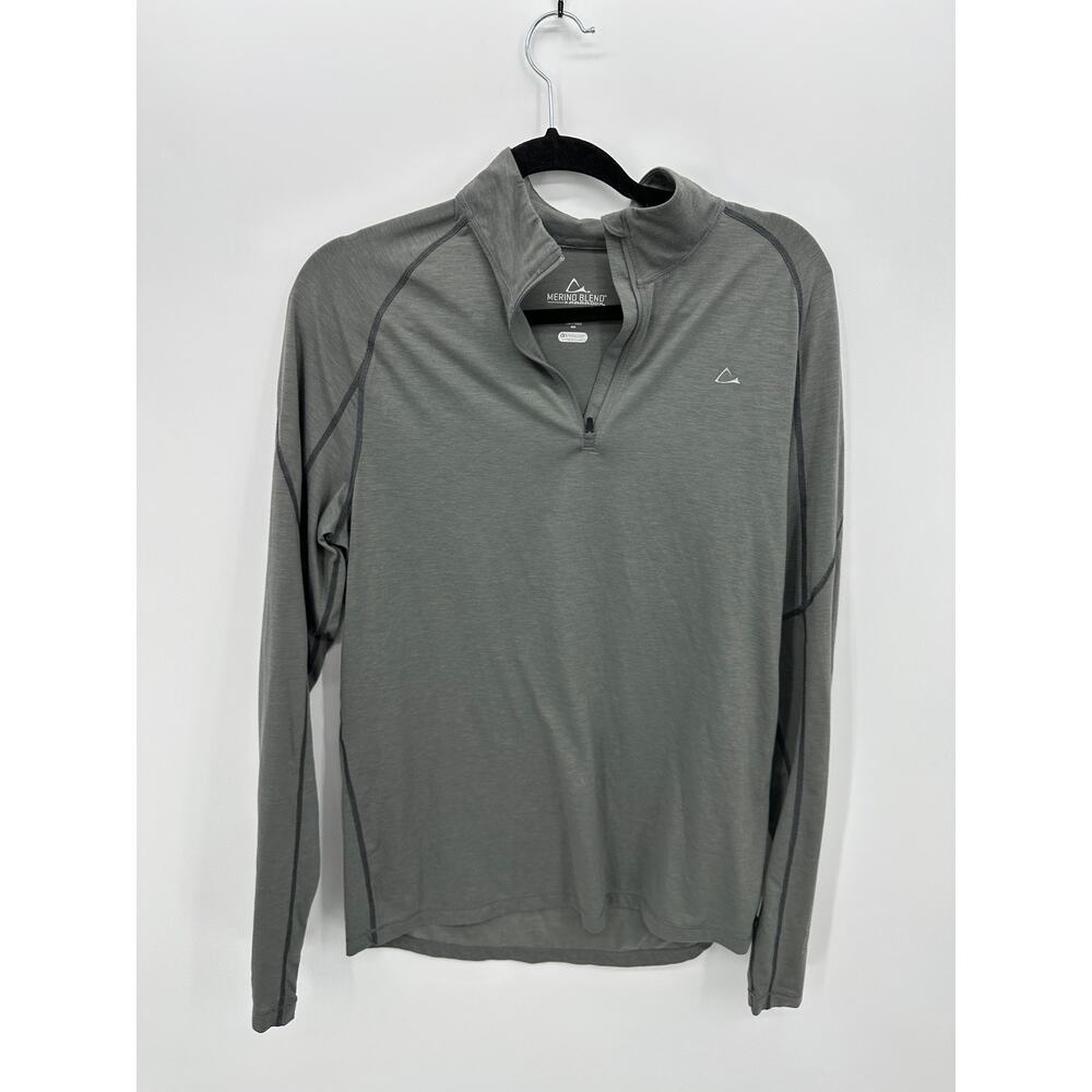 Merino Blend by Paradox Black Quarter Zip Wool Baselayer Gray Men Sz Medium